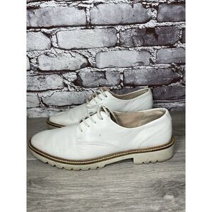 ECCO White Leather Perforated Lace Up Oxfords Shoes Women Sz 40EU/9.5M US